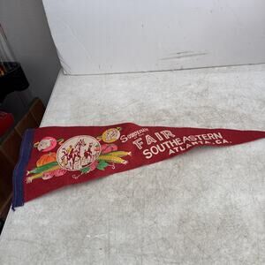 VTG Felt Banner Souvenir Of The Fair Southeastern Atlanta Georgia Red Pig